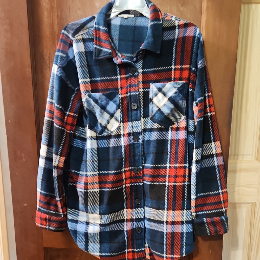 Maurices Blue and Red Plaid Shacket